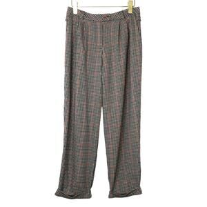 Topshop Plaid Straight Leg Cuffed Trousers Pants Size 4 Small